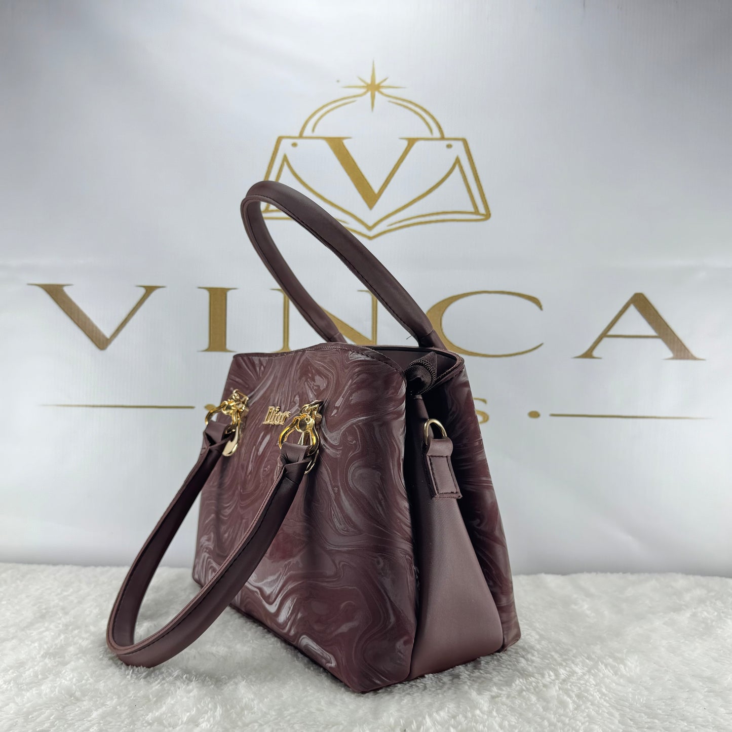 Luxury Marble Pattern Women Handbag | Premium Glossy Tote & Shoulder Bag