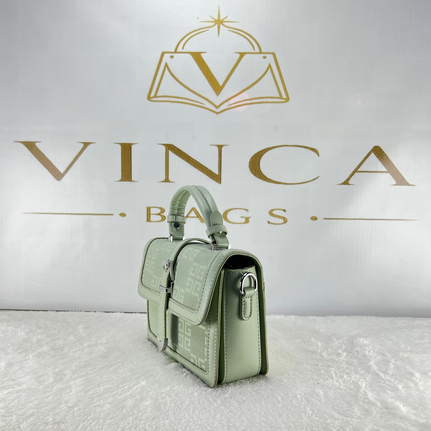Vinca Monogram Mini Top Handle Bag | Luxury Women Crossbody Purse