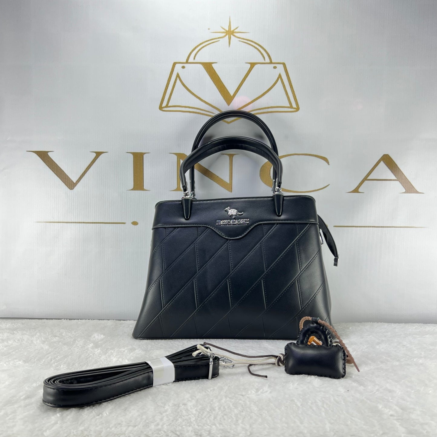 Vinca Luxury Geometric Stitch Handbag | Elegant Women Tote Bag