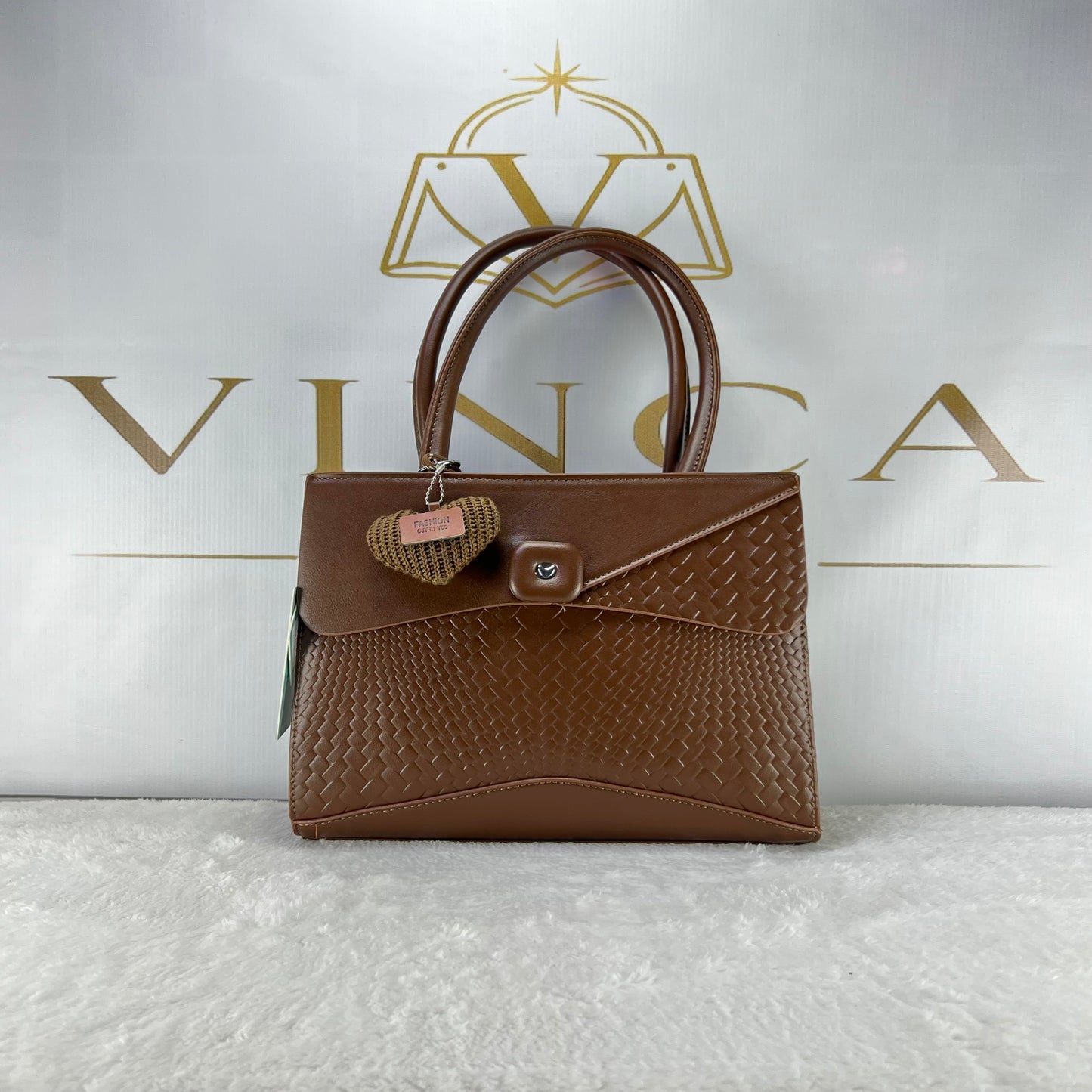 Vinca Woven Luxe Handbag | Elegant Premium Tote Bag for Women