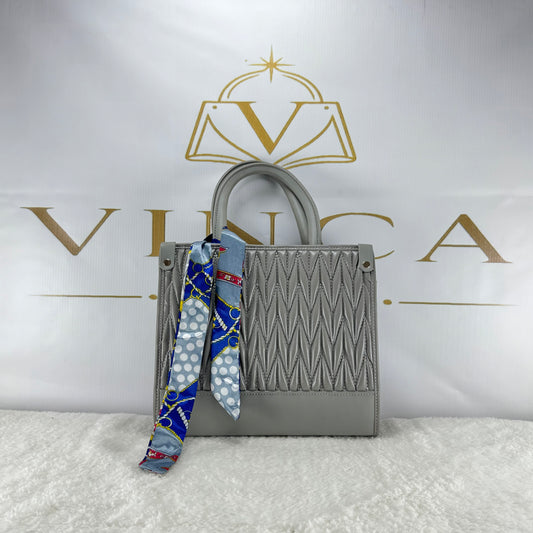 Luxury Quilted Women Handbag with Silk Scarf | Elegant Structured Tote Bag