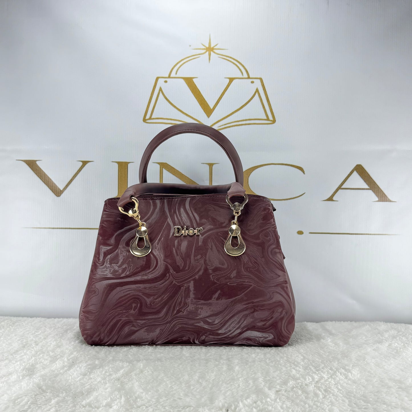 Luxury Marble Pattern Women Handbag | Premium Glossy Tote & Shoulder Bag