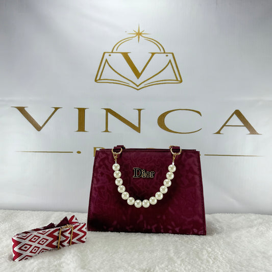 Elegant Pearl Handle Tote Bag for Women | Luxury Party & Formal Handbag