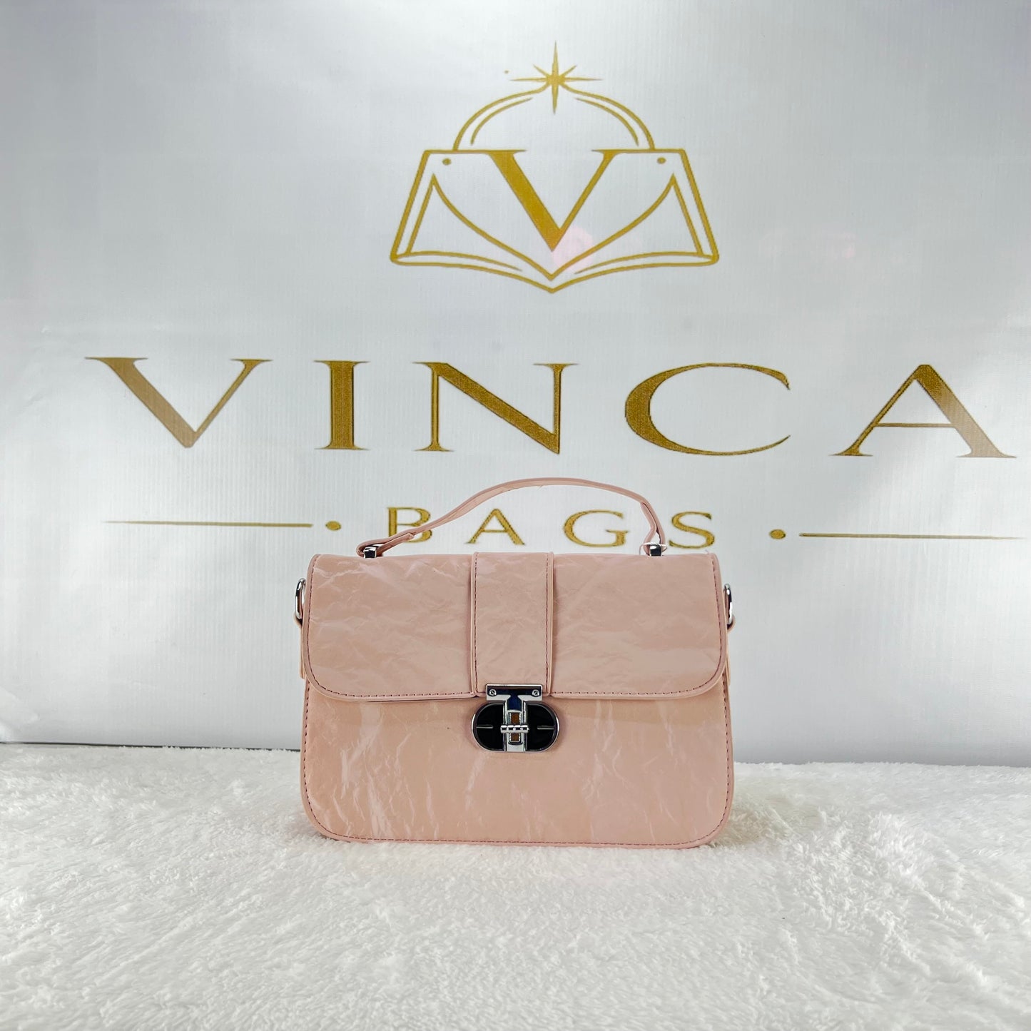Vinca Crinkle Texture Luxury Handbag | Elegant Women Shoulder Bag
