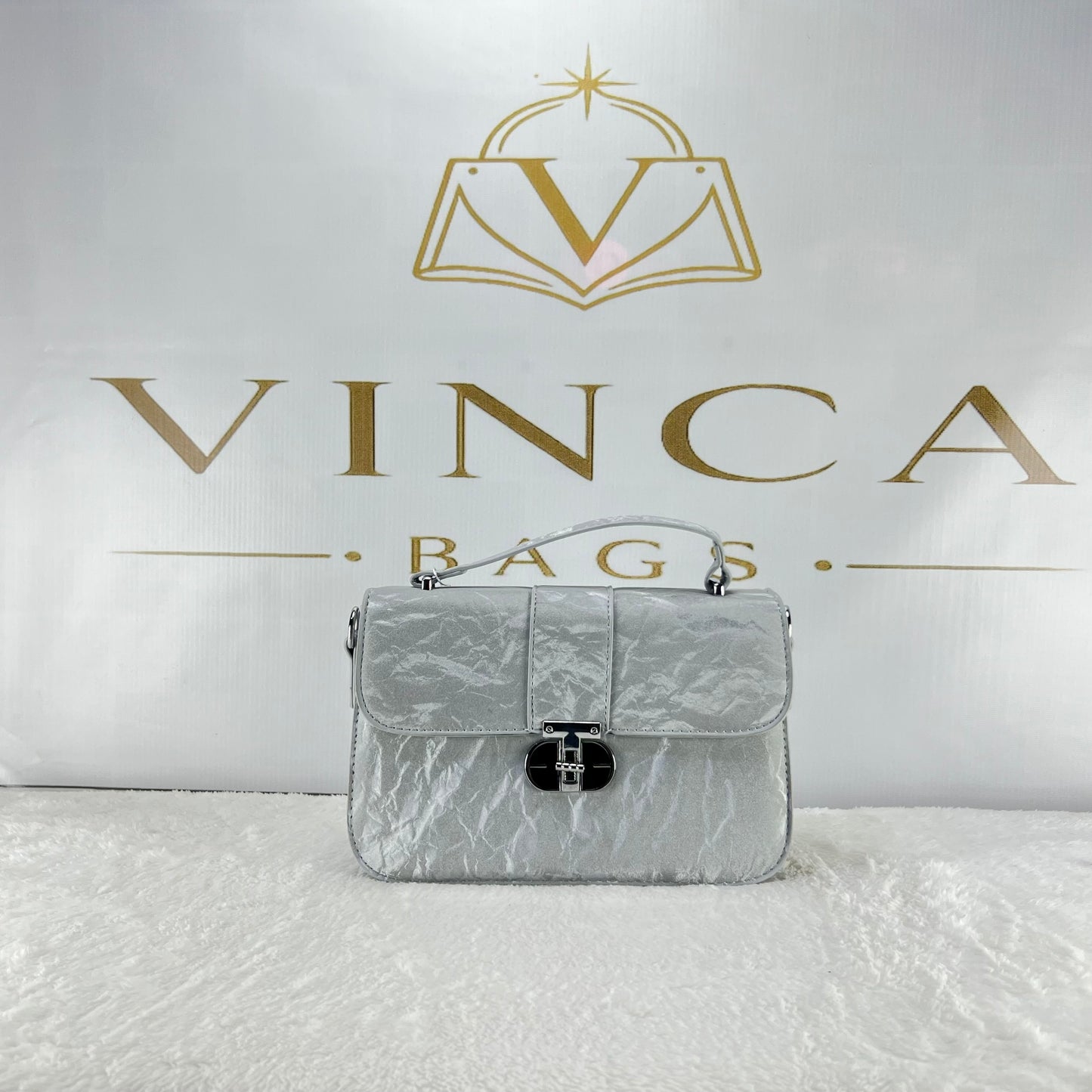 Vinca Crinkle Texture Luxury Handbag | Elegant Women Shoulder Bag