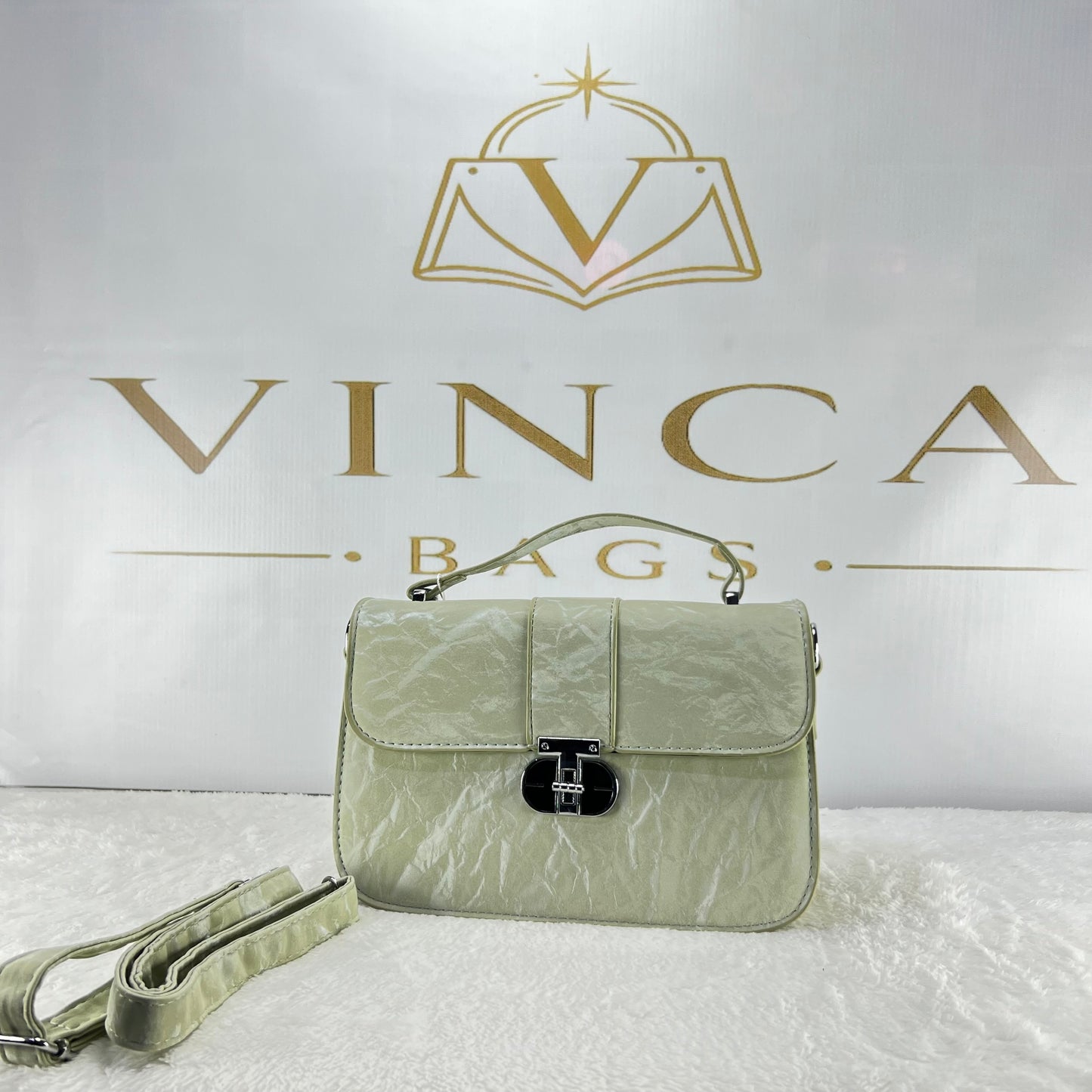 Vinca Crinkle Texture Luxury Handbag | Elegant Women Shoulder Bag