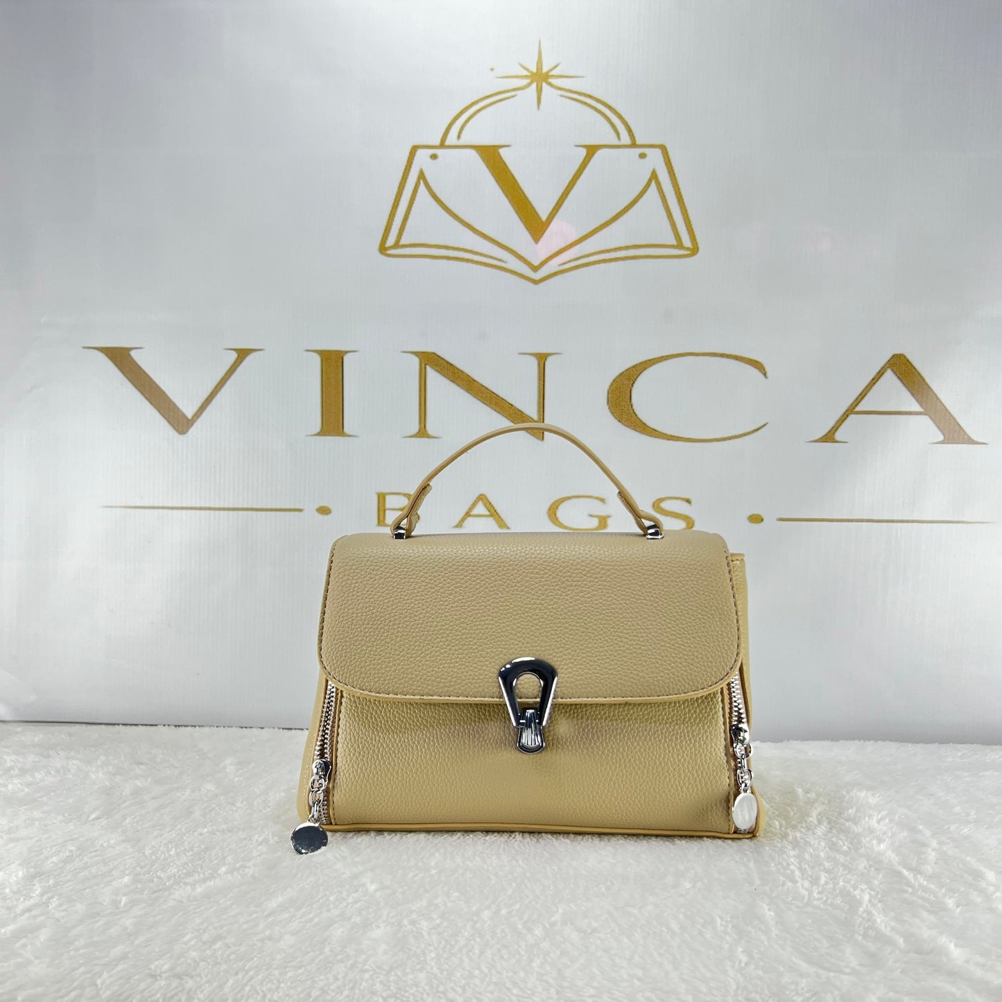 Vinca Modern Lock Luxury Handbag | Elegant Women Crossbody Bag