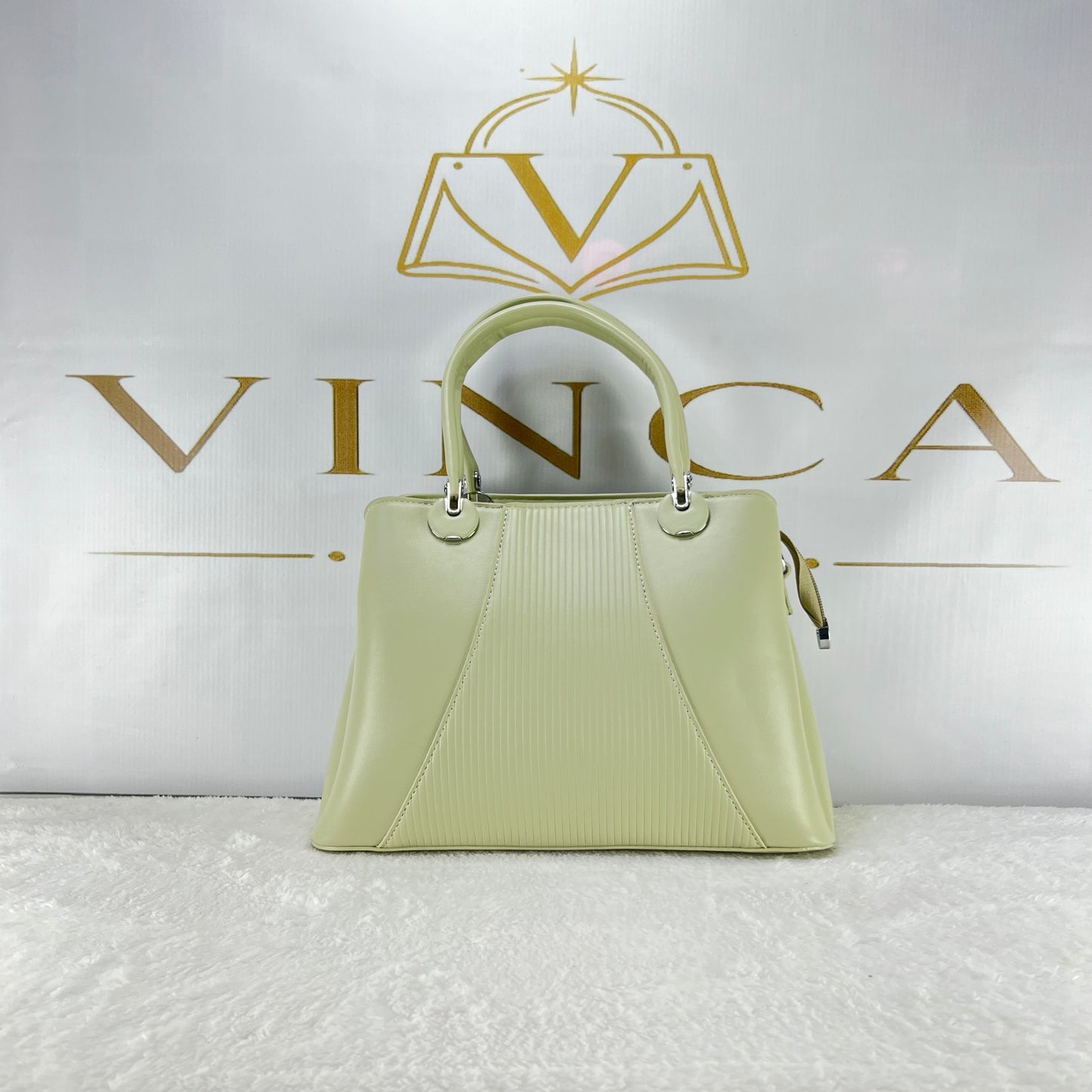 Vinca Nude Ribbed Office Handbag | Elegant Women Luxury Tote Bag