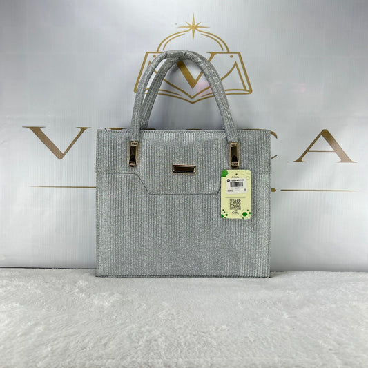 Vinca Silver Glitter Luxury Tote Bag | Elegant Party & Evening Handbag