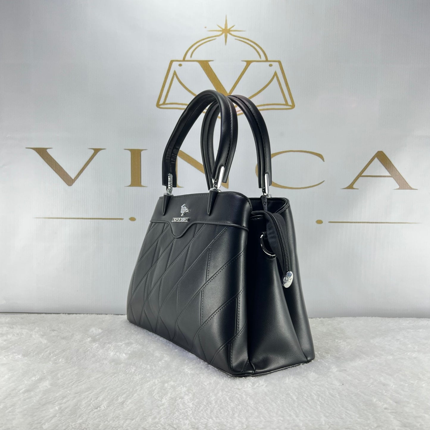 Vinca Luxury Geometric Stitch Handbag | Elegant Women Tote Bag