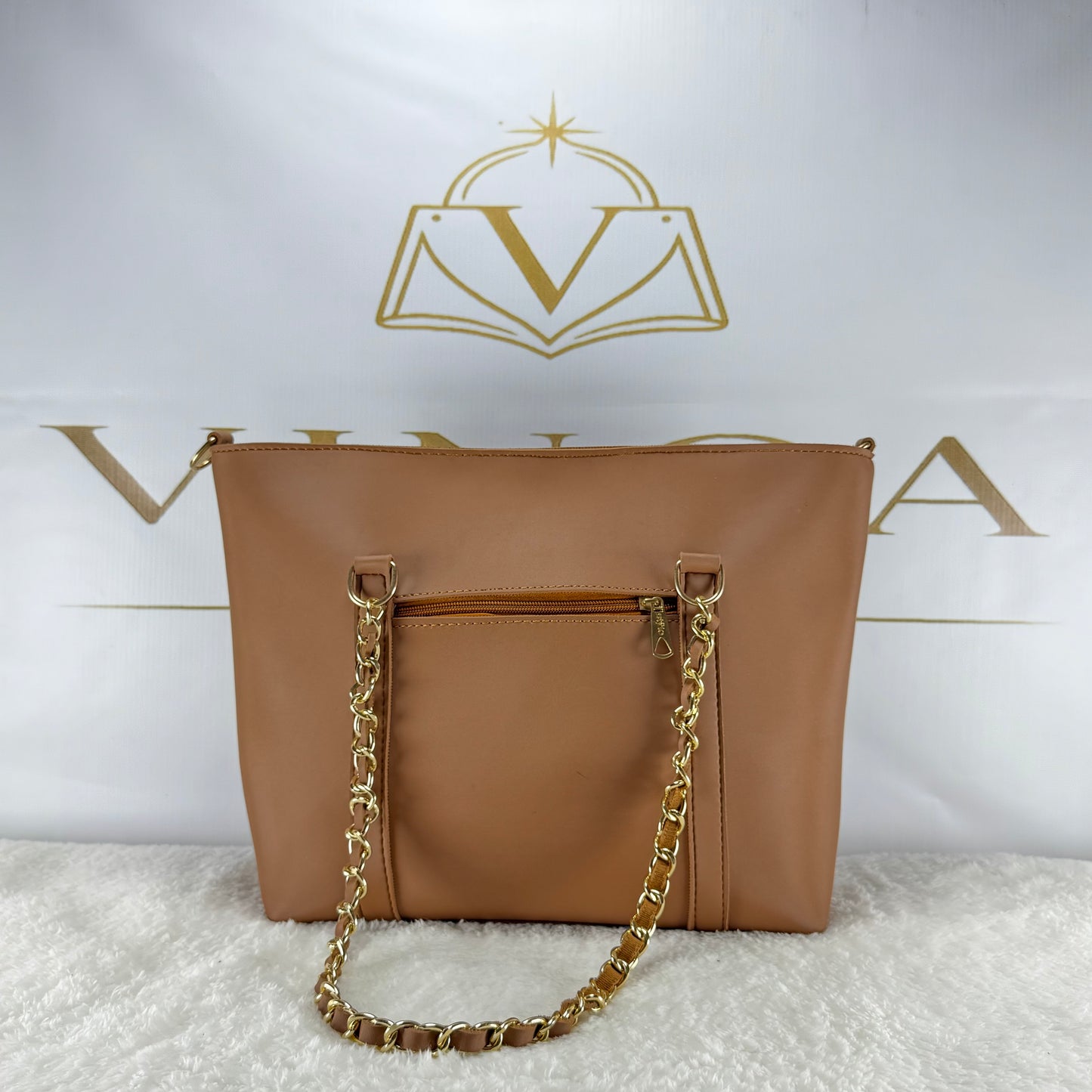 Elegant Women Tote Bag with Gold Chain Strap | Premium Shoulder Handbag by Vinca