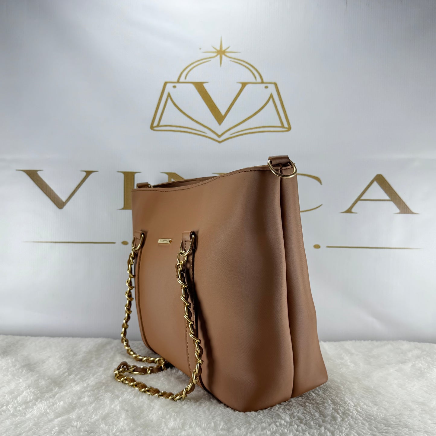 Elegant Women Tote Bag with Gold Chain Strap | Premium Shoulder Handbag by Vinca