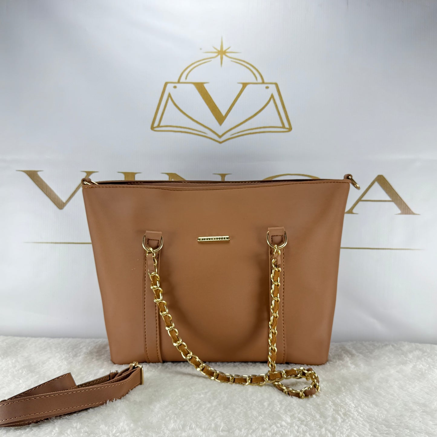 Elegant Women Tote Bag with Gold Chain Strap | Premium Shoulder Handbag by Vinca