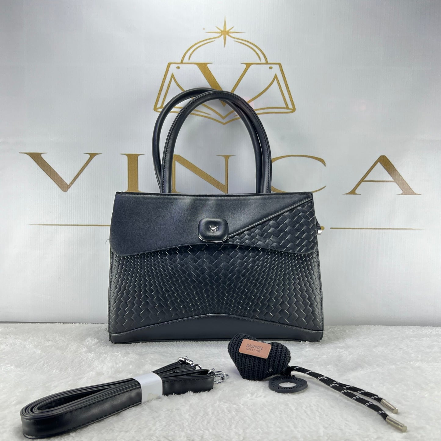 Vinca Woven Luxe Handbag | Elegant Premium Tote Bag for Women