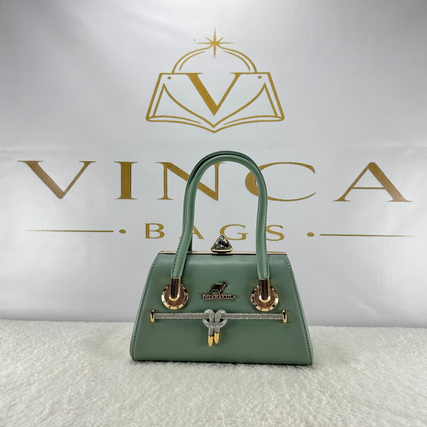 Vinca Luxury Crystal Lock Handbag | Elegant Women’s Designer Purse
