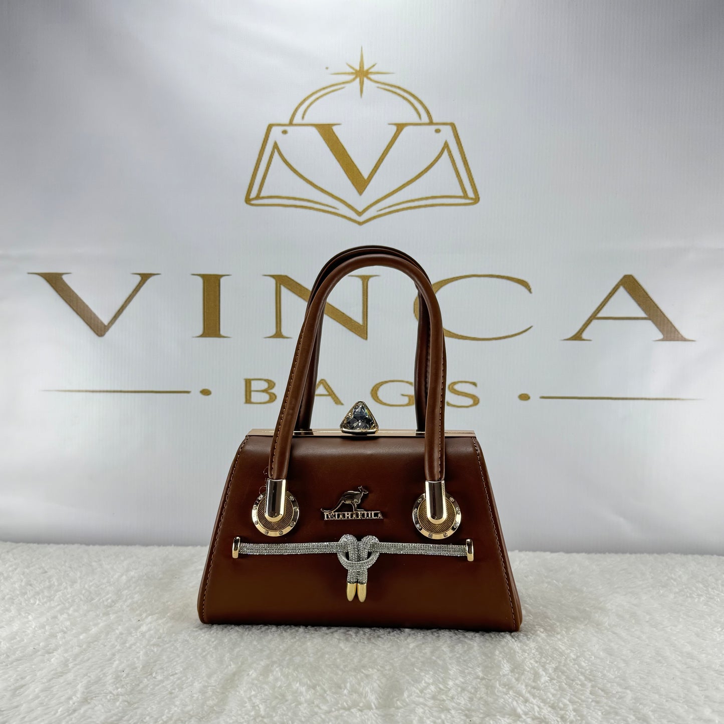 Vinca Luxury Crystal Lock Handbag | Elegant Women’s Designer Purse