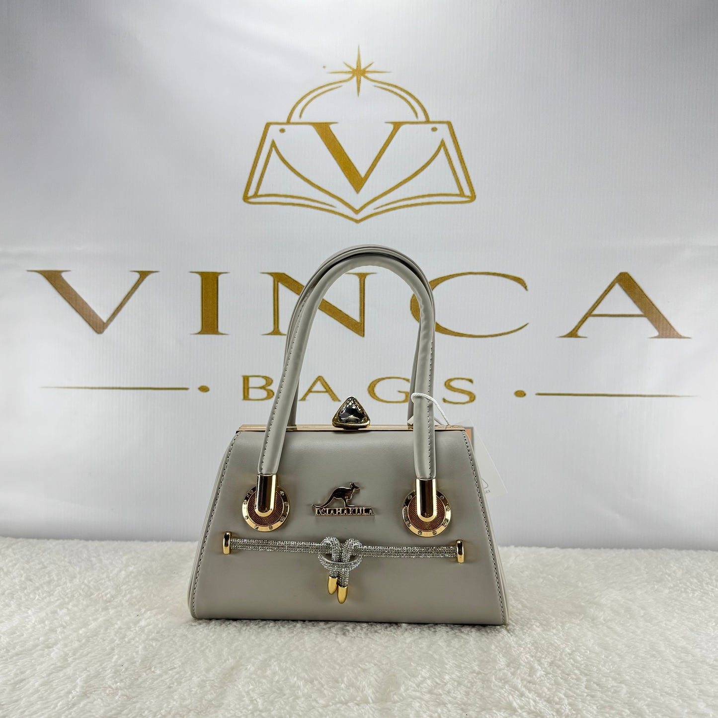 Vinca Luxury Crystal Lock Handbag | Elegant Women’s Designer Purse