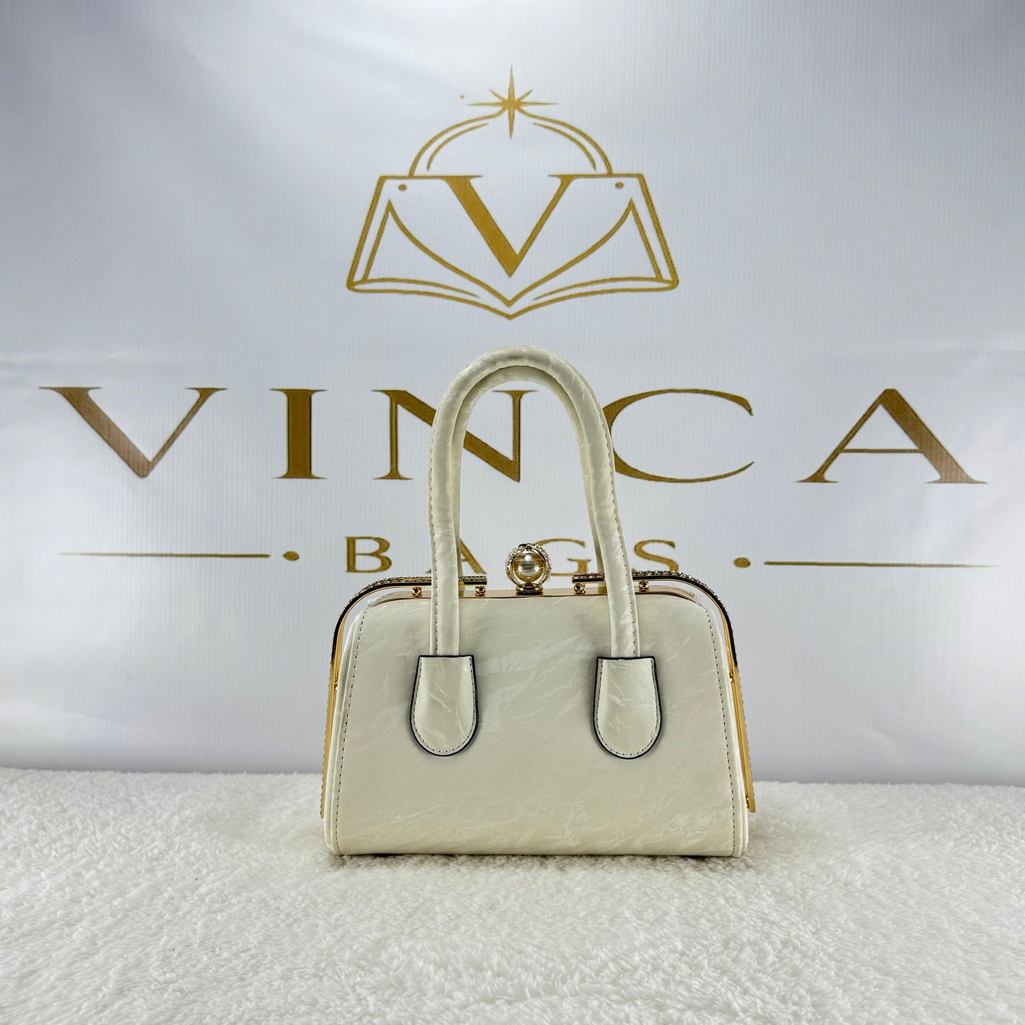 Vinca Elegant Pearl Clasp Handbag | Luxury Women’s Structured Purse