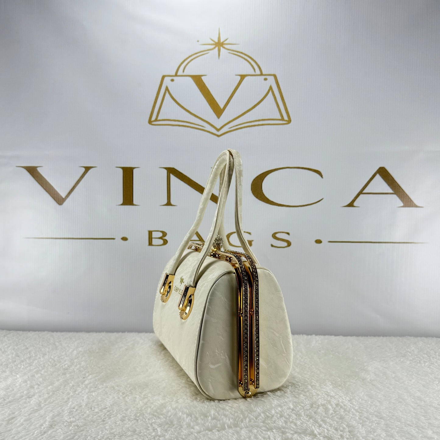 Vinca Elegant Pearl Clasp Handbag | Luxury Women’s Structured Purse