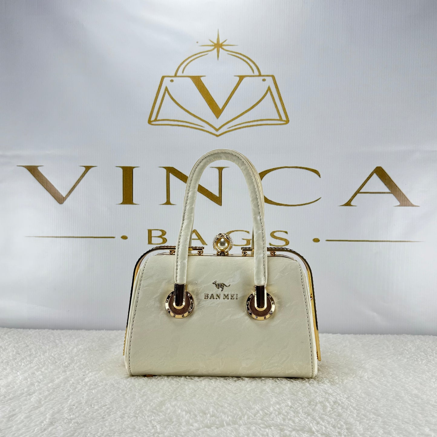 Vinca Elegant Pearl Clasp Handbag | Luxury Women’s Structured Purse