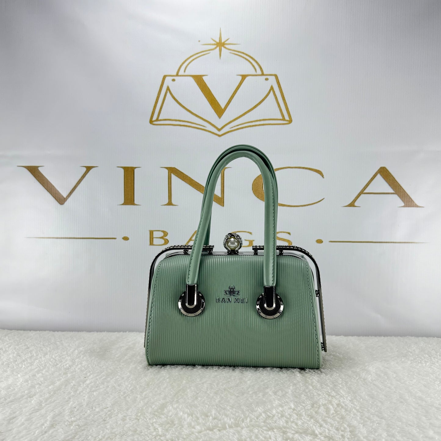 Vinca Elegant Pearl Clasp Handbag | Luxury Women’s Structured Purse