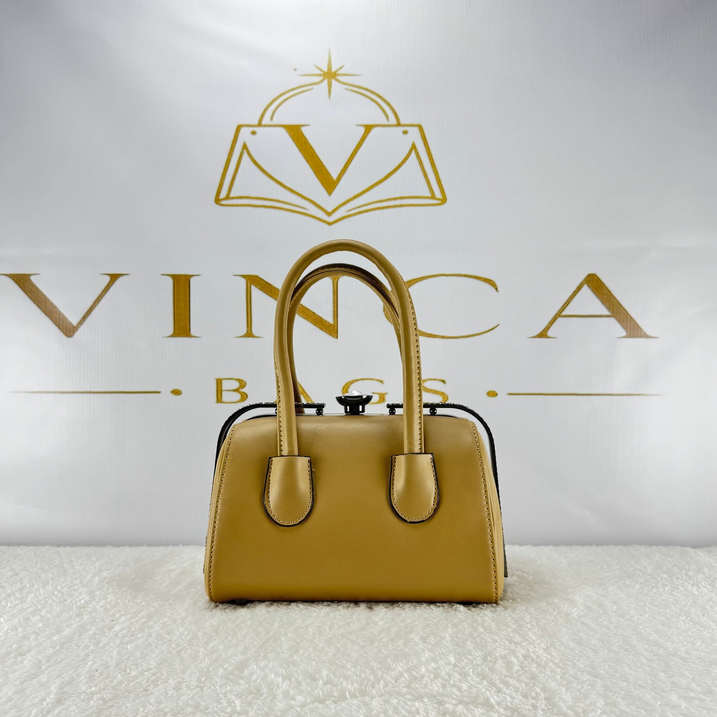 Vinca Elegant Pearl Clasp Handbag | Luxury Women’s Structured Purse