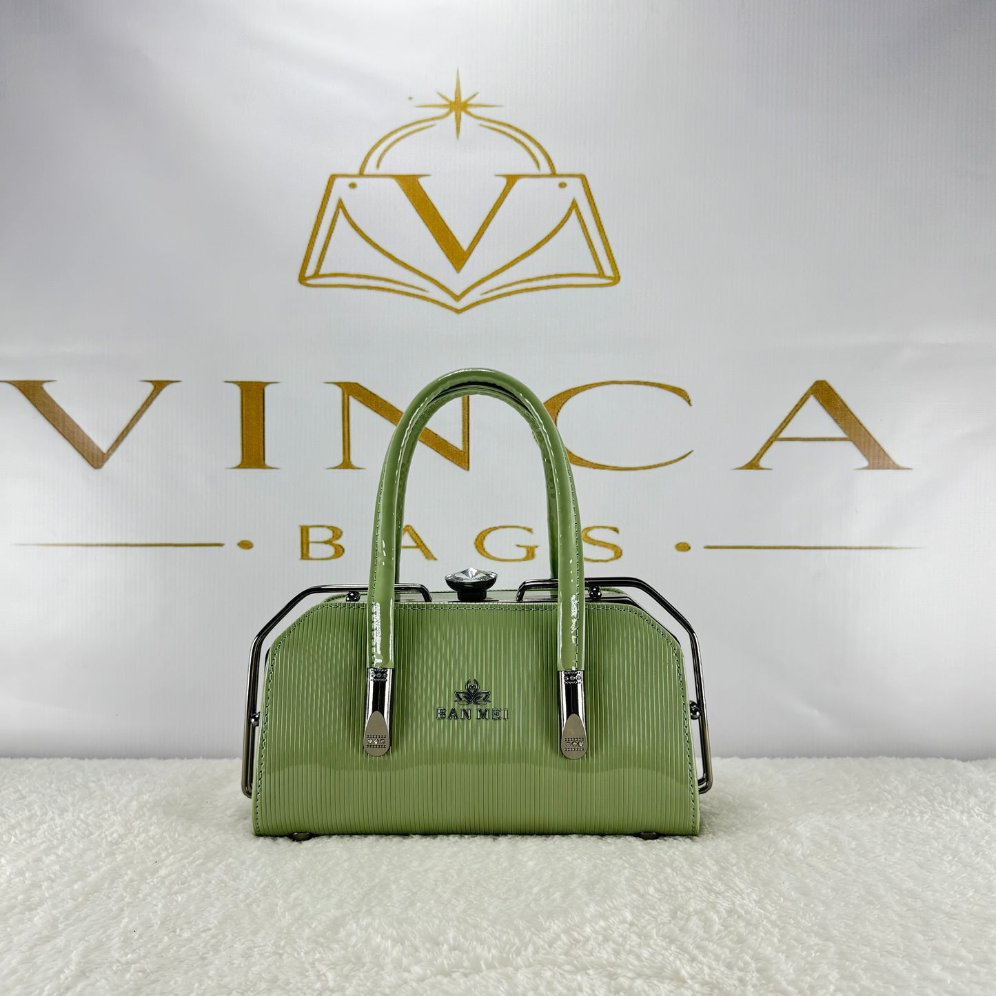 Vinca Luxury Glossy Handbag | Elegant Structured Women’s Purse
